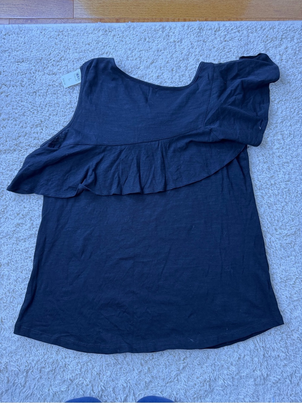 LOFT Large One-Shoulder Ruffle Women's Top NWT - Picture 2 of 7